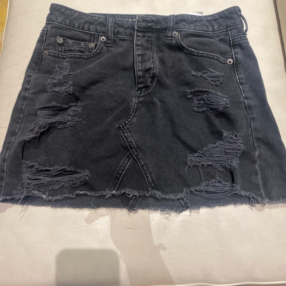 Black American eagle denim mini skirt